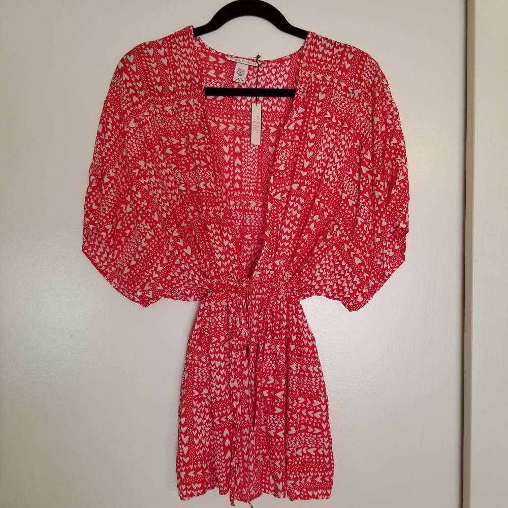 Victoria's Secret Red Kimono with Tie Waist